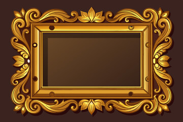Gold-plated wooden picture frame vector illustration