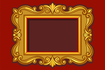 Gold-plated wooden picture frame vector illustration