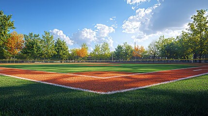 Scenic Baseball Field on a Bright Sunny Day