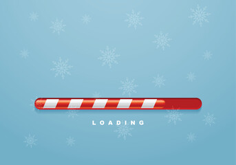 Christmas is loading. Loading bar with the shadow and candy cane pattern. Vector illustration.	