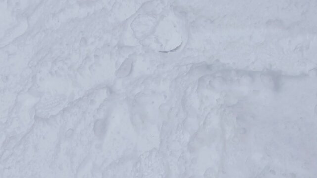 Snowflakes on the ground, snowfall slow motion