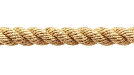 Rope isolated on a white background, showcasing its twisted texture and natural fibers, emphasizing its strength, versatility, and utility in various applications such as climbing, construction, 