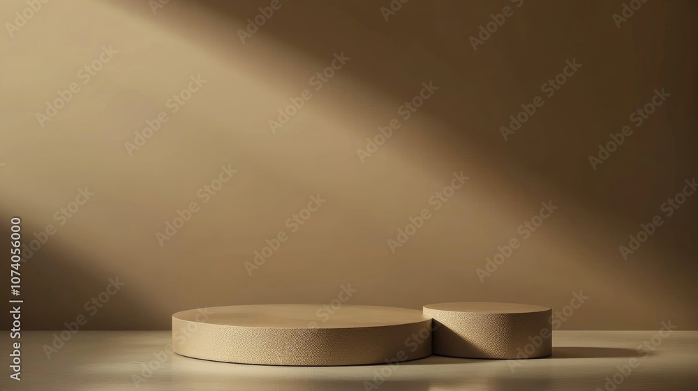 Poster Minimalist podium with a brown backdrop for product display 3D rendering