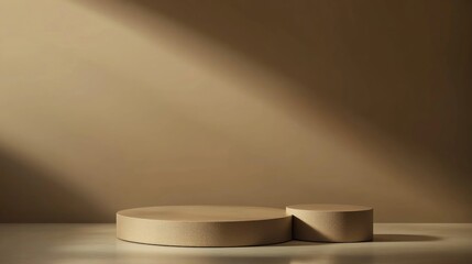 Obraz premium Minimalist podium with a brown backdrop for product display 3D rendering