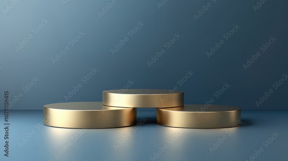 Aufkleber modern 3d podium stand with a gold finish designed for empty product mockup display