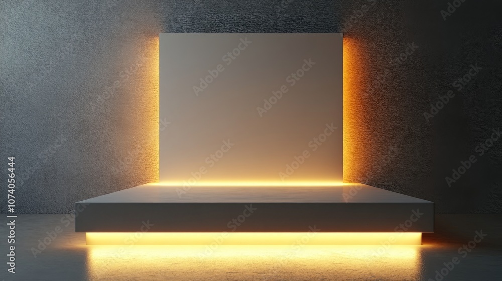 Aufkleber Display pedestal design platform illuminated blank product stand 3D rendering