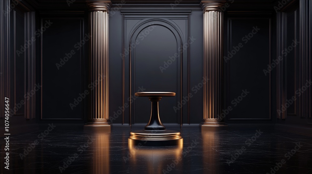 Poster Elegant background featuring a pedestal and showcase 3D illustration 3D rendering