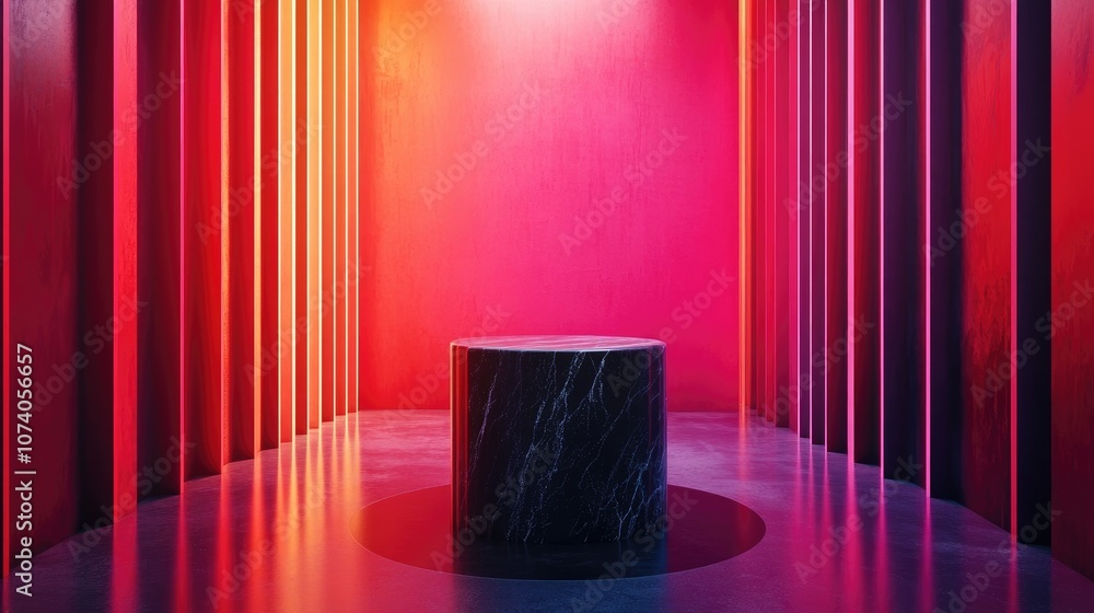 Poster Stylish and captivating abstract background featuring elements minimalistic design and pedestal 3D illustration and rendering
