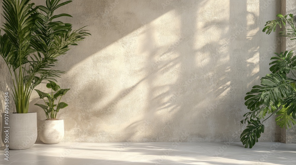 Poster subtle botanical backdrop with wall shadow ideal for frames covers cards and postcards display stand