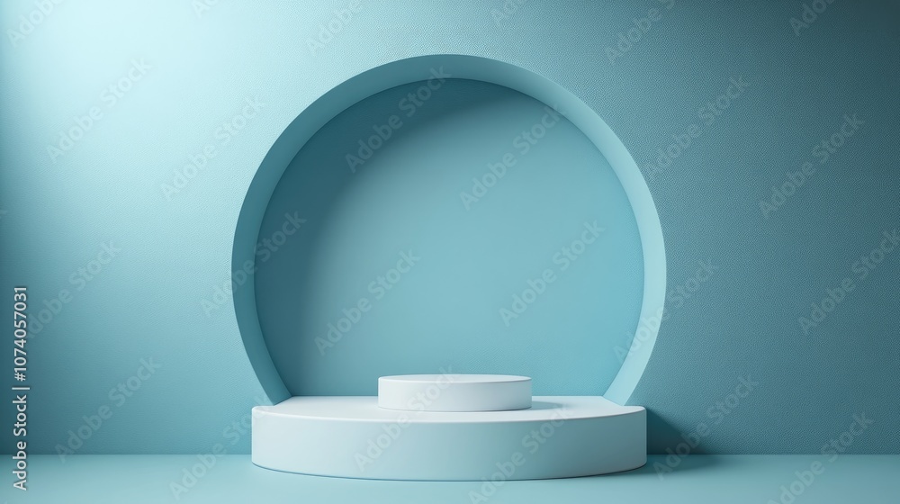 Leinwandbilder geometric shape podium on a blue background for product display 3d rendering minimalist design