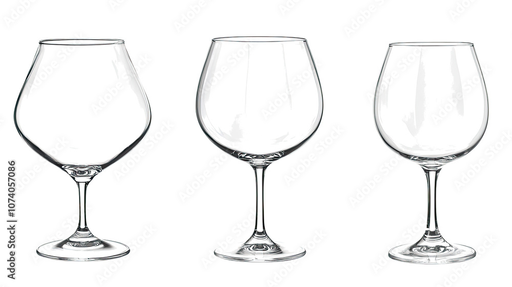 Poster elegant set of empty wine glasses arranged on a transparent background generative ai