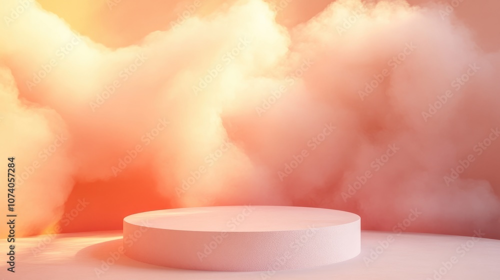Poster abstract background featuring a podium and wall 3d illustration and rendering