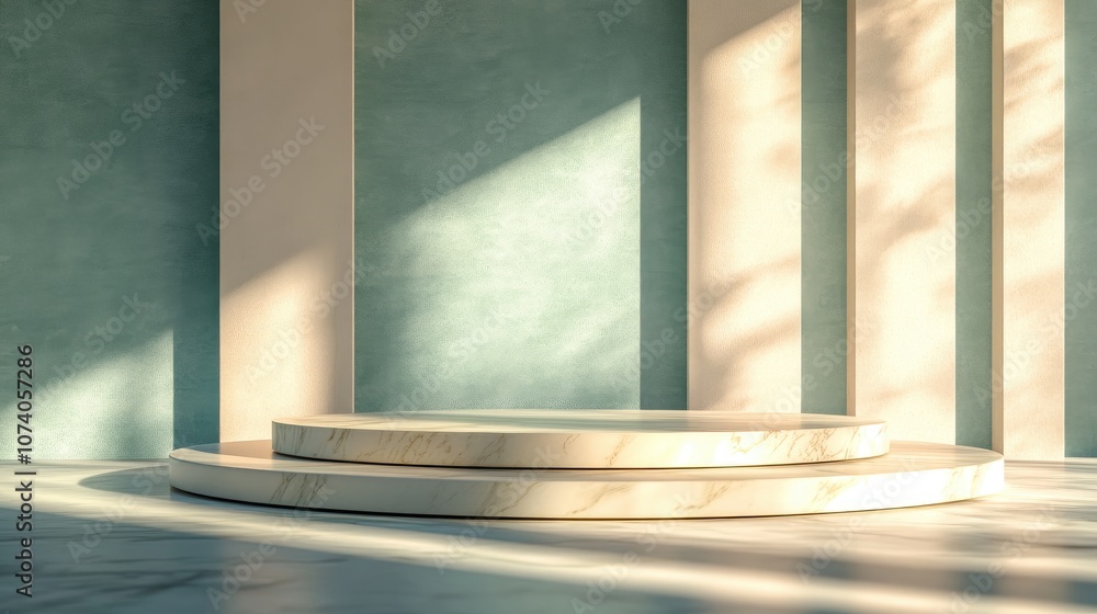 Leinwandbilder abstract background featuring podium and wall rendering 3d illustration and rendering