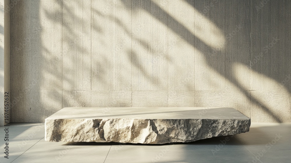Aufkleber 3d rendering of a natural stone slab podium