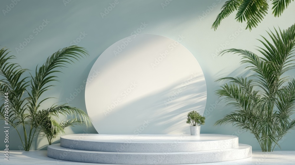 Poster Empty podium with a blank product display background 3D rendering