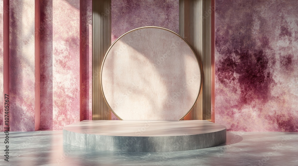 Aufkleber abstract background featuring a podium and wall 3d illustration 3d rendering