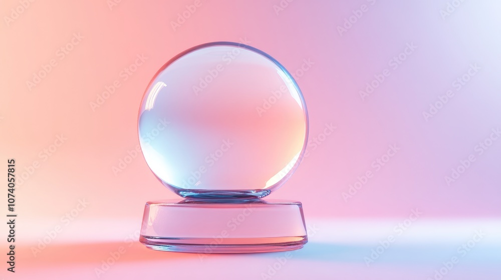 Aufkleber empty snow globe on a soft colored trendy background translucent glass sphere unoccupied base for di