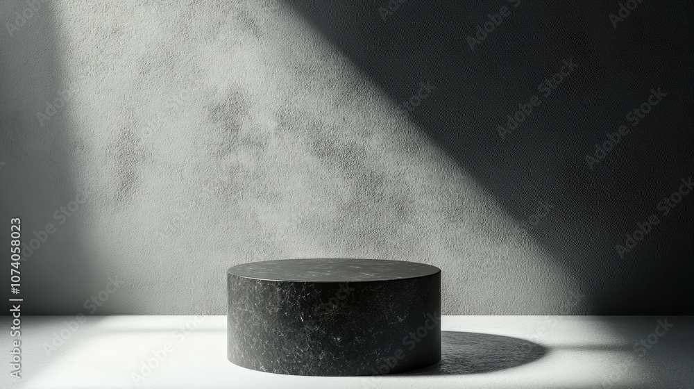 Poster abstract minimalist background featuring a pedestal created through 3d illustration and rendering