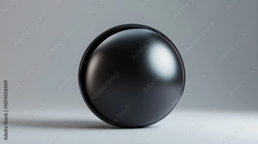 Poster 3D geometric black metallic half sphere design with realistic rendering