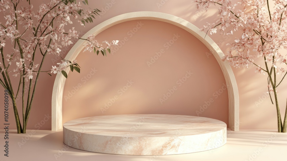 Poster 3d podium or pedestal design for showcasing cosmetic products versatile platform for advertising 3d 