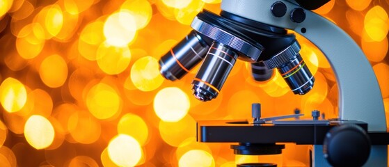 Fototapeta premium A Close-up of a Microscope with Bokeh Background