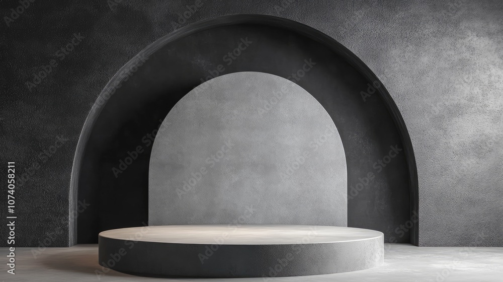 Poster Abstract minimal podium platform for product presentation in 3D rendering