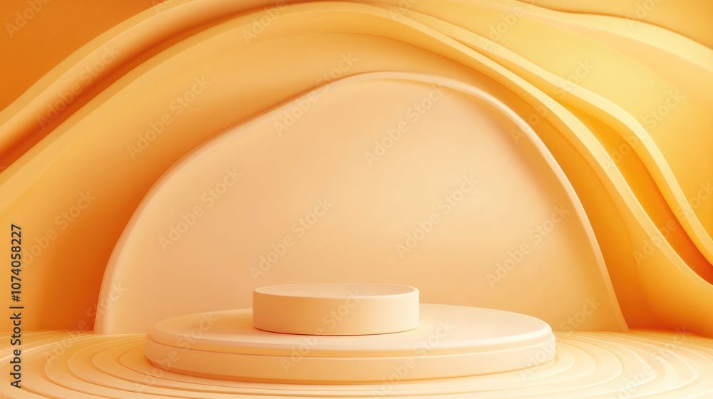 Poster abstract background featuring a podium and wall scene in 3d illustration