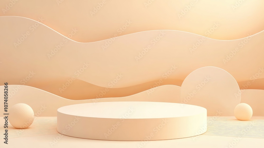 Poster minimal podium display background in a soft peach skin tone 3d illustration