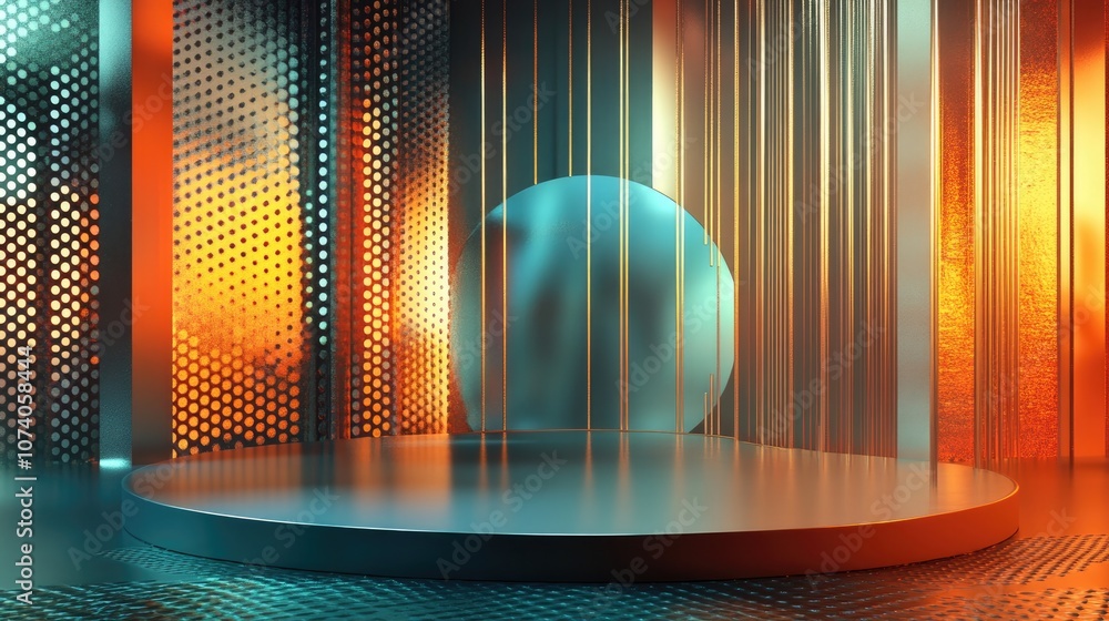 Leinwandbilder abstract background featuring a podium and wall scene created through 3d illustration and rendering