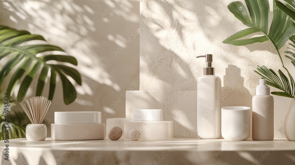 Poster 3d render of empty skincare cosmetic packaging for mockups concept for beauty soap and spa products 