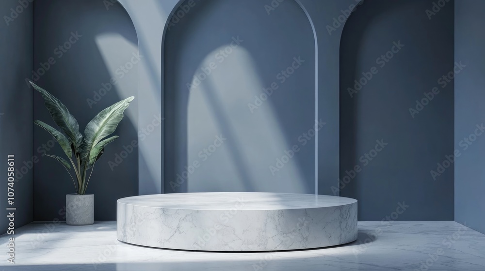 Poster 3D podium with empty space for product showcase presentation Graphic render design