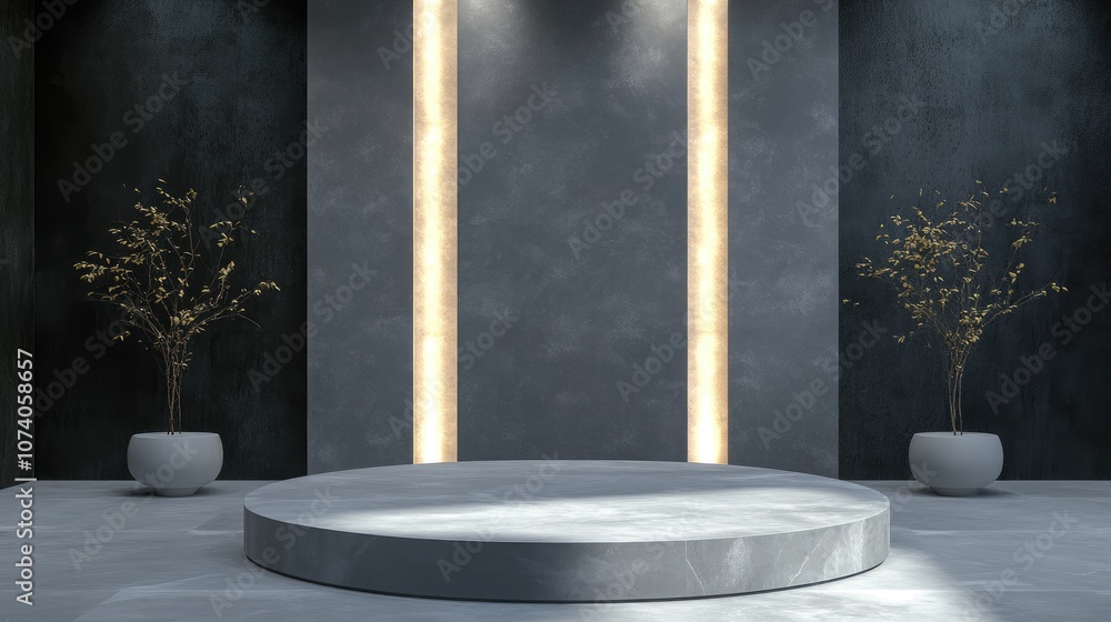 Poster 3D podium with empty space for product showcase presentation Graphic render design