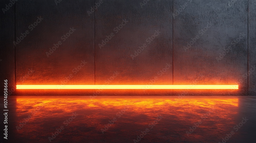 Poster 3d rendering of a blank background scene with concentrated texture lighting and orange neon illumina