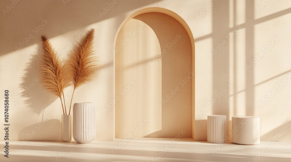 Aufkleber A 3D rendering of a clean and balanced background created for an attractive product mock up