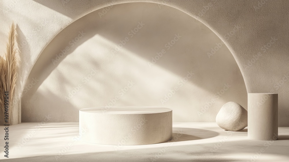 Aufkleber abstract 3d space featuring a realistic cylinder pedestal podium minimalistic scene designed for pro
