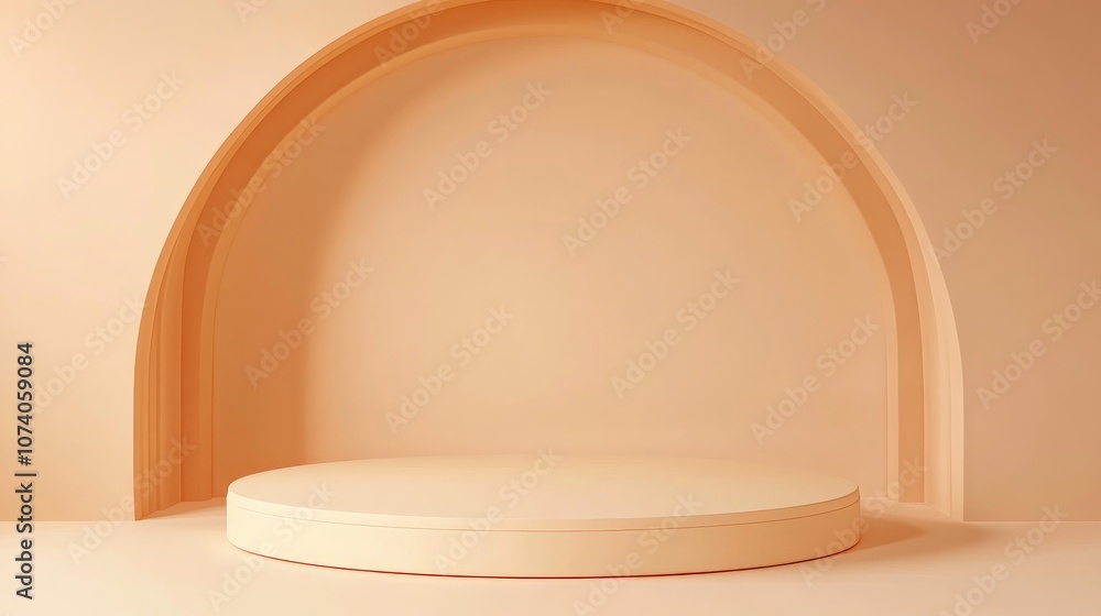 Poster minimal podium display background in a soft peach skin tone 3d illustration