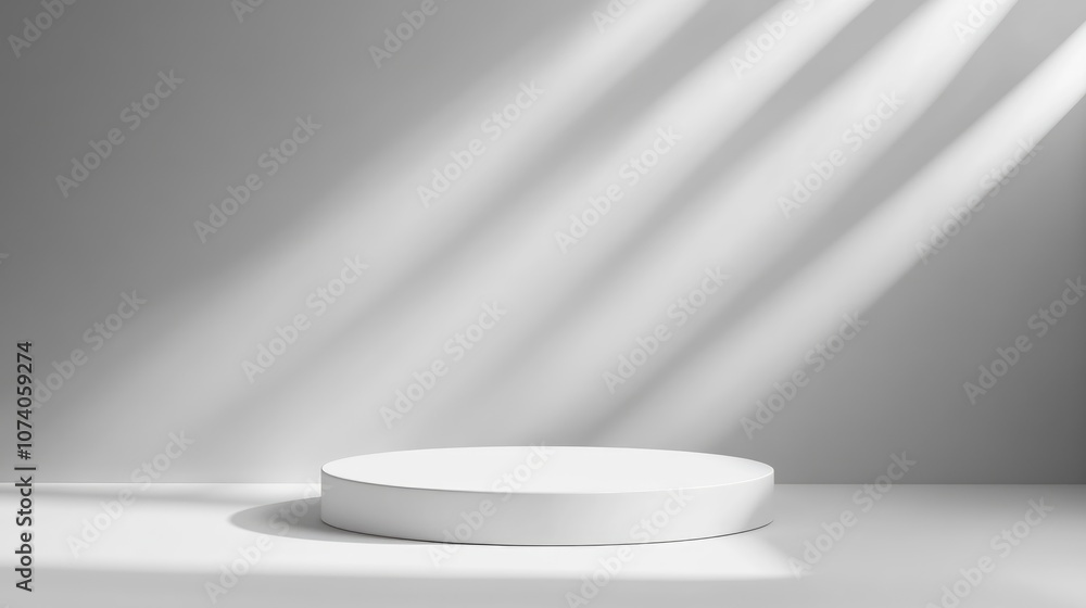 Poster White podium for product display against a background Mockup for showcasing products Abstract minimal geometric design Studio podium platform for exhibitions and business presentations 3D render i