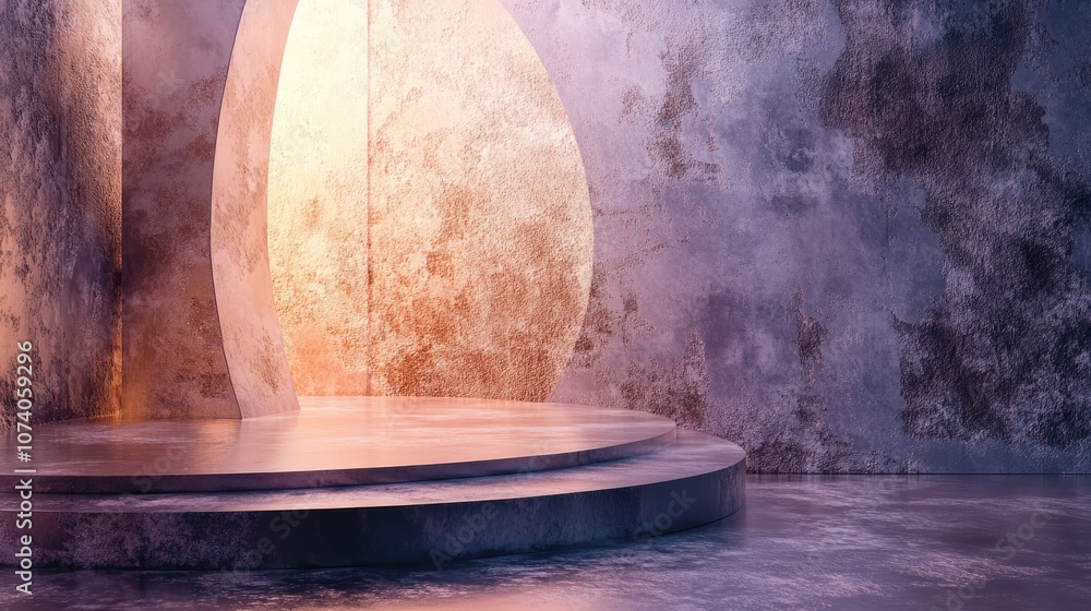 Poster Abstract background featuring a podium and wall scene created through 3D illustration and rendering