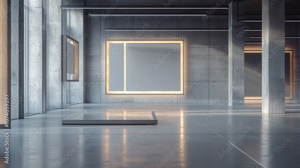 Aufkleber Empty frames displayed in a showroom 3D rendering