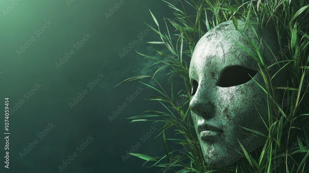Aufkleber Isolated grass on a background with a mask 3D rendering illustration