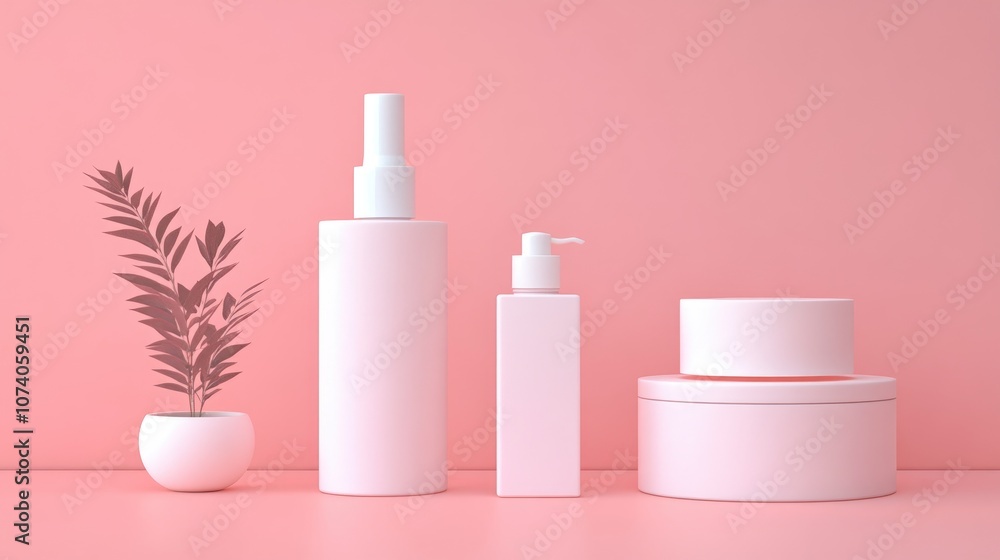 Poster 3d abstract render featuring a minimal design for beauty and skincare product packaging mockup on a 