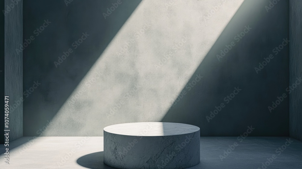 Aufkleber minimalist abstract background featuring a pedestal created through 3d illustration and rendering