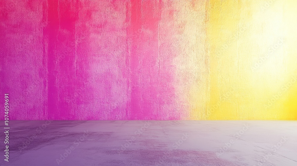Aufkleber Pink and yellow gradient wall in an abstract 3D rendering