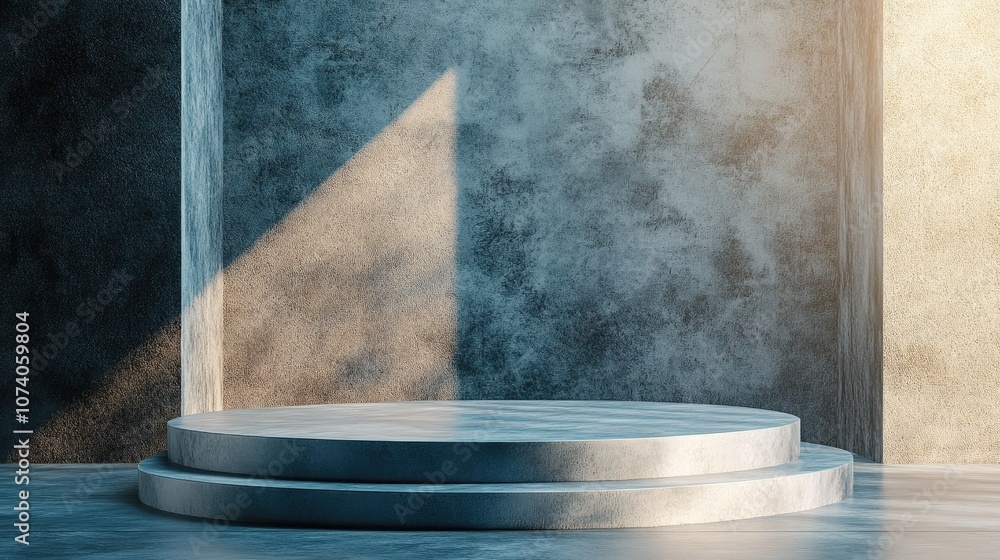 Poster Abstract background featuring a 3D podium and wall scene showcasing rendering techniques 3D illustration and rendering