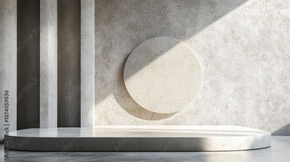 Poster Abstract background featuring a podium and wall scene created through 3D illustration and rendering