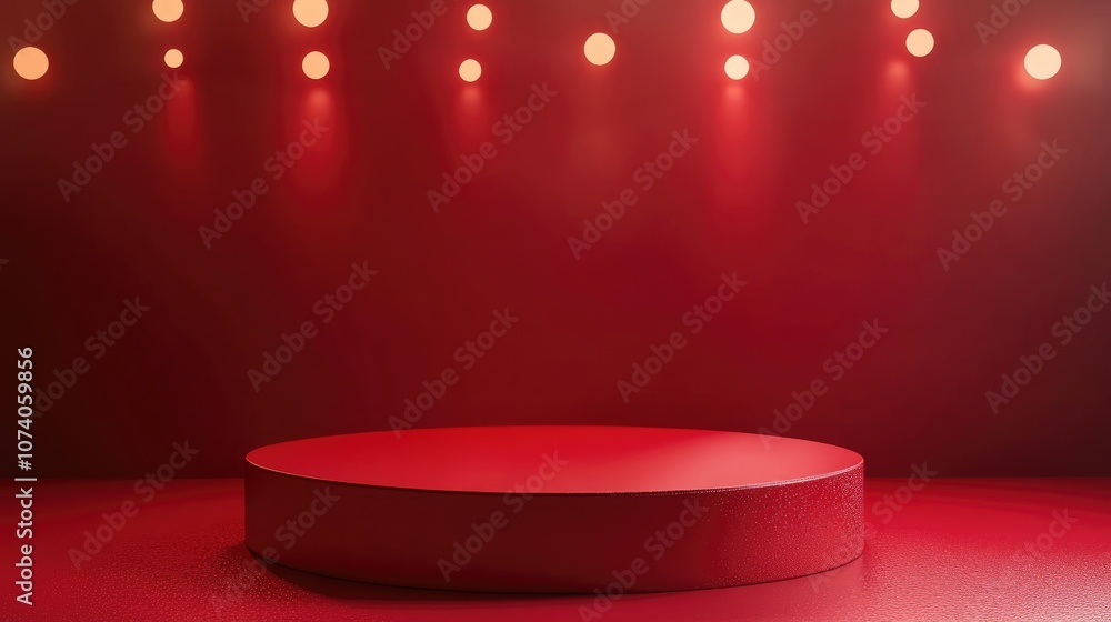 Aufkleber contemporary dark red podium for displaying products box shaped pedestal with a red background unocc