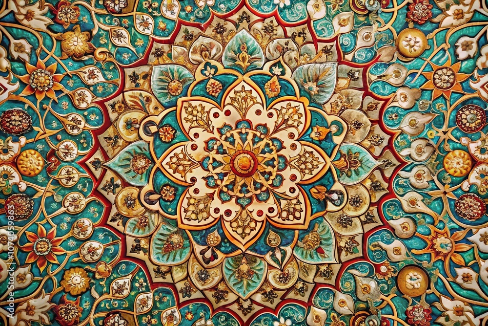 Poster captivating illustration of repeating ornaments in a dynamic pattern for creative projects and desig