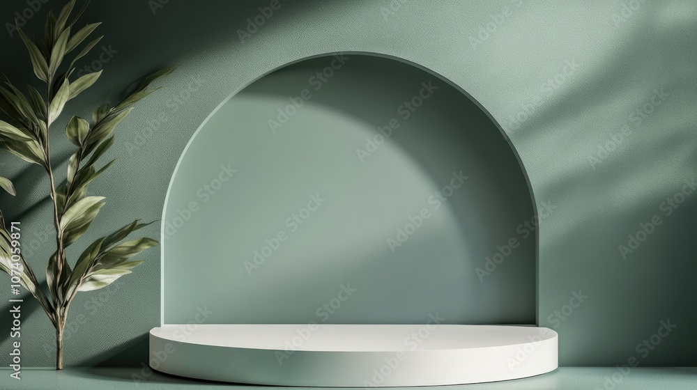 Poster 3d abstract rendering of a minimalist mock up stage or podium designed for an awards ceremony featur