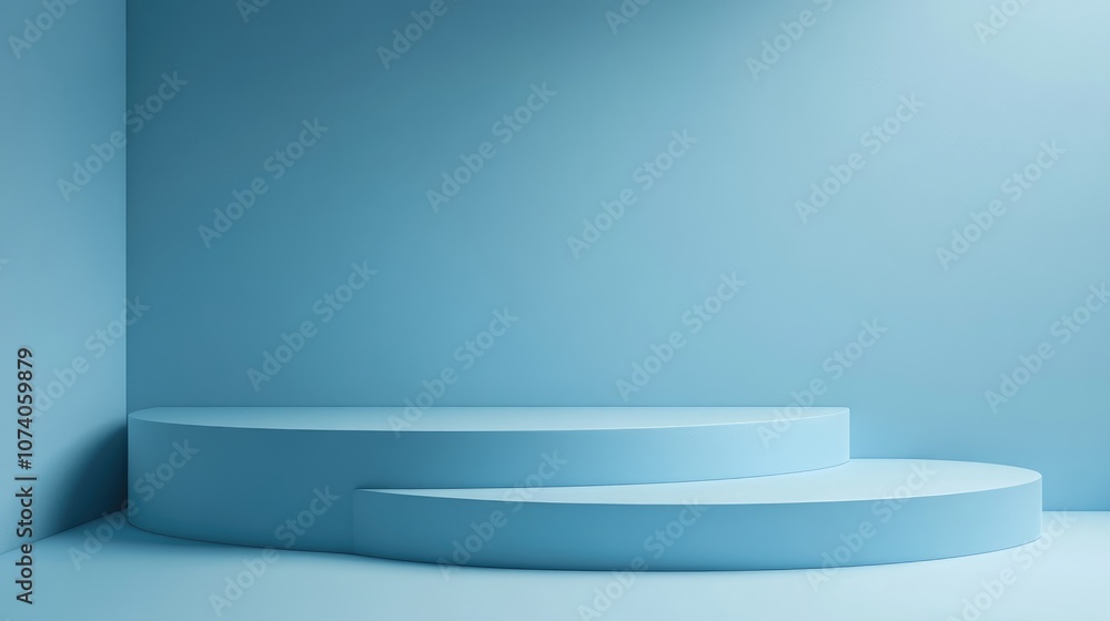 Poster 3d render of a soft blue pastel minimal background template for showcasing products