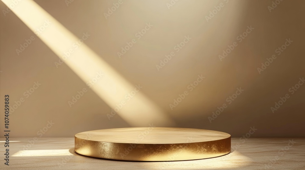 Poster Minimalistic Modern Gold Podium Platform for Product Display Showcase in 3D Rendering
